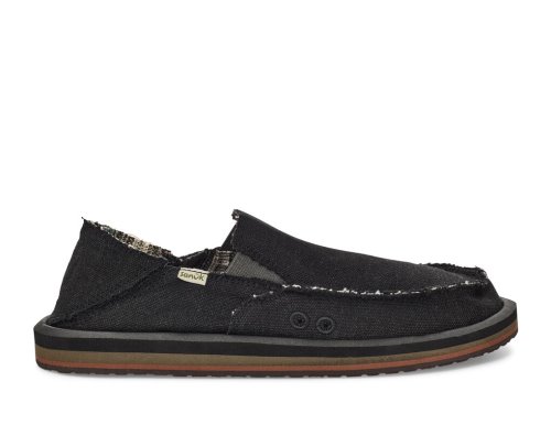 Sanuk Vagabond Soft Top Hemp Collapsible Heel - Sanuk Shoes Mens Black - Philippines NLCJYK612